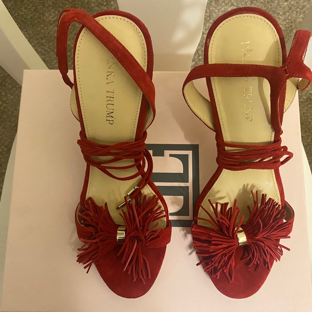 Never worn beautiful super sexy  red tie up shoes